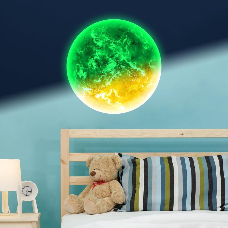 Robmoda Glow in The Dark Sun for Ceiling, Luminous Planet Wall Sticker, Kids Bedroom Wall Decal, Sticky Fluorescence Sun, Gift for Boys and Girls (Green) - Image 4